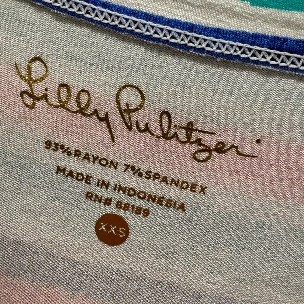 Lilly Pulitzer Sophie Dress Womens XXS UPF‎ 50+ Pink Blue Coastal Stripe Shift